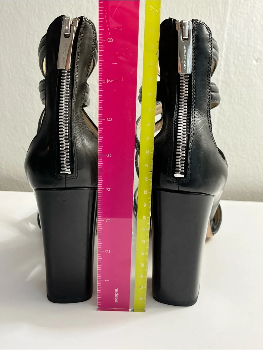 Michael Kors Preston Leather Strappy Block Heel Sandals Size 9
